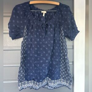 Joie silk paisley navy blue top medium